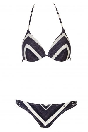 Zahara-Bikini-Set-Triangle-Push-up-soft-cup-Spaghetti-Traeger-Dark-Tropical-Paradise-Southcoast-Swimwear-Bali-Geometrie-Bold-Stripes-Streifen