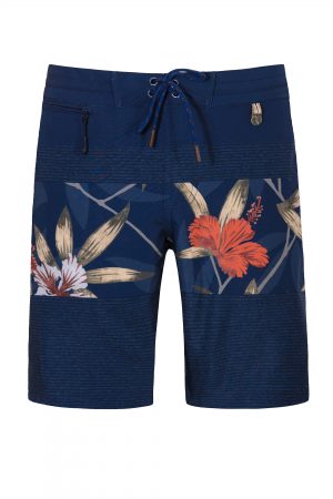 Butung-Herren-Badehose-Men-Swim-Shorts-leafs-print-Blue-Color-Dunkel-Blau-Farbe-Palmen-Muster-Tropical