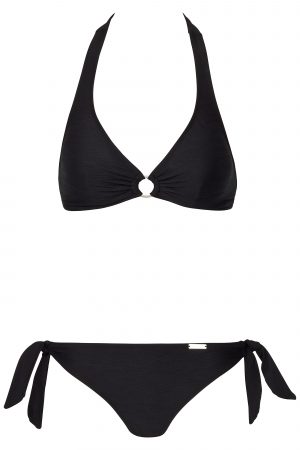 Nori-Neckholder-Bikini-Set-Lurex-Schwarze-Bademode-Black-Tropical-Bikini-Paradise-Southcoast-Swimwear-Bali-Triangle-Tie-knotted-Pant-Italian-Fabric-Texturiete-Strukturware