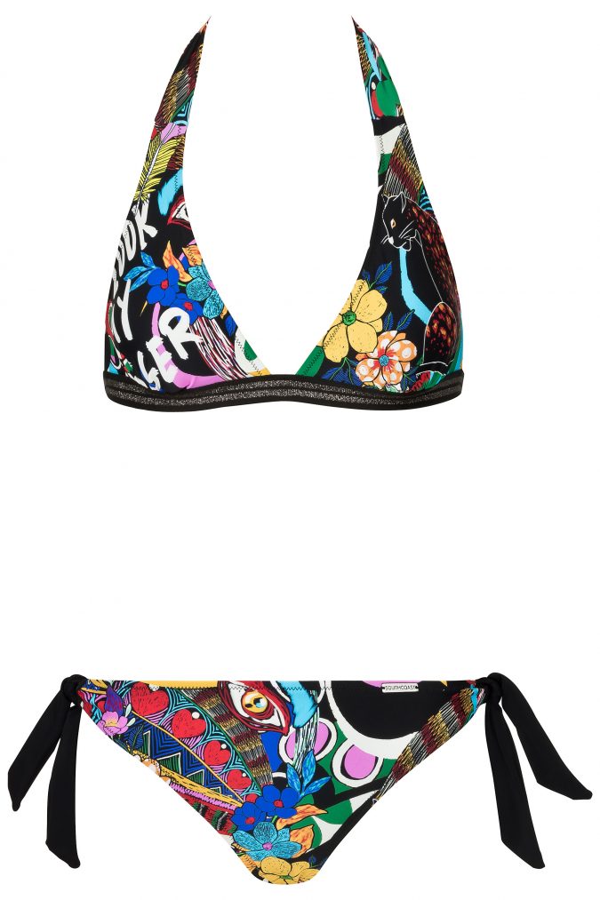 porty-Neckholder-Bikini-set-Animal-print-komik-colour-Farbe-Lurex-Surf-Bikini-Top-Tropical-Flirty-Paradise-Motive
