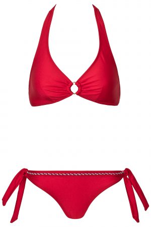 Nori-Neckholder-Bikini-Set-Lurex-Rot-Farbe-Red-Tropical-Bikini-Paradise-Southcoast-Swimwear-Bali-Triangle-Tie-knotted-Pant-Italian-Fabric