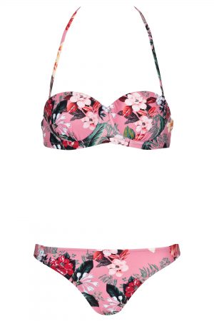 Dusty-Pink-Floral-Bandeau-Push-up-Cup-Bikini-Set-Southcoast-Swimwear-Palm-Tropical-Jungle-Hawaii-Bali