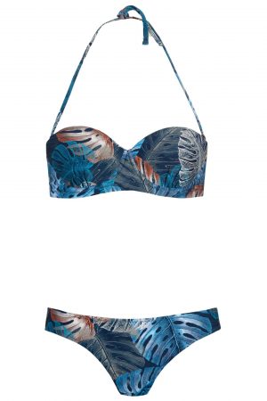 Riri-Black-jungle-Tropical-Leafs-Tropischen-Prints-Bikini-Set-Bandeau-cup-Push-up-Abnehmbare-Traeger-Southcoast-Swimwear-Bali-Paradise